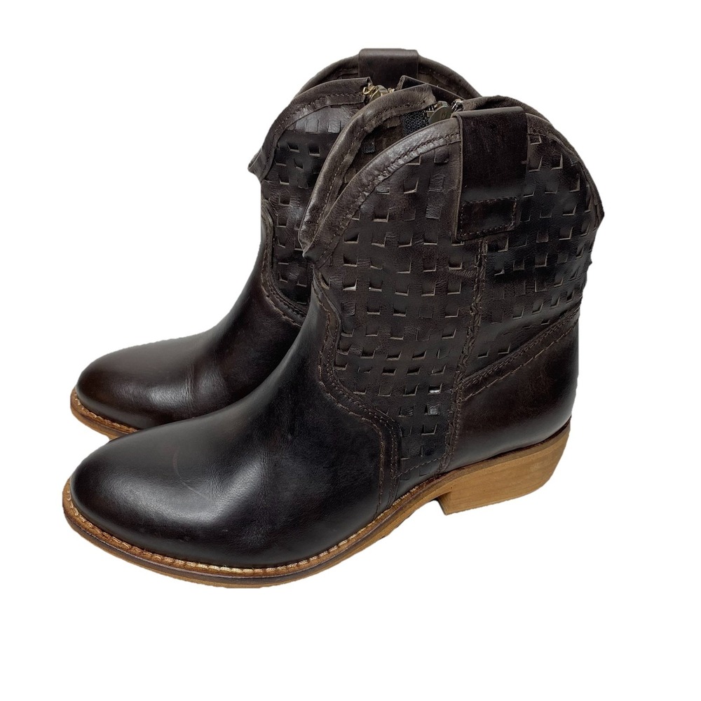 Taos Holy Cow Brown Leather Zip Mid Cowboy Boots Women's Size 36. (US 5-5.5)